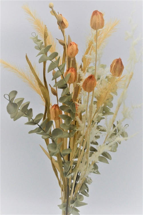 33031 - A wonderful floral multi coloured display with varying textures of leaves and grasses.  Height  54cms ,  Width 25cms  (approx) 