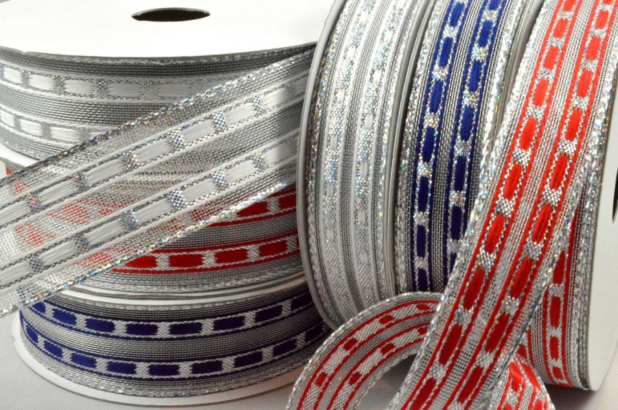 46045 - 16mm & 25mm Wired Lurex Lined Ribbon x 10 Metre Rolls!