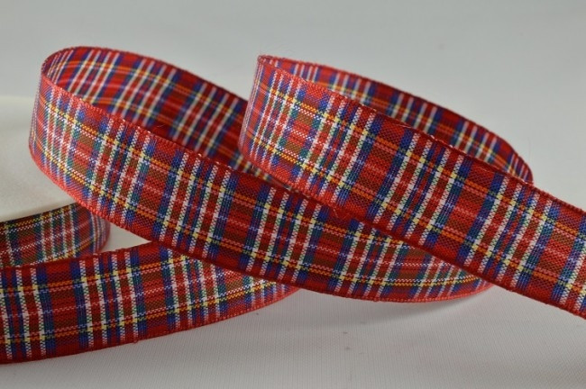 53780 - 16mm Red Tartan Ribbon (25 Metres)
