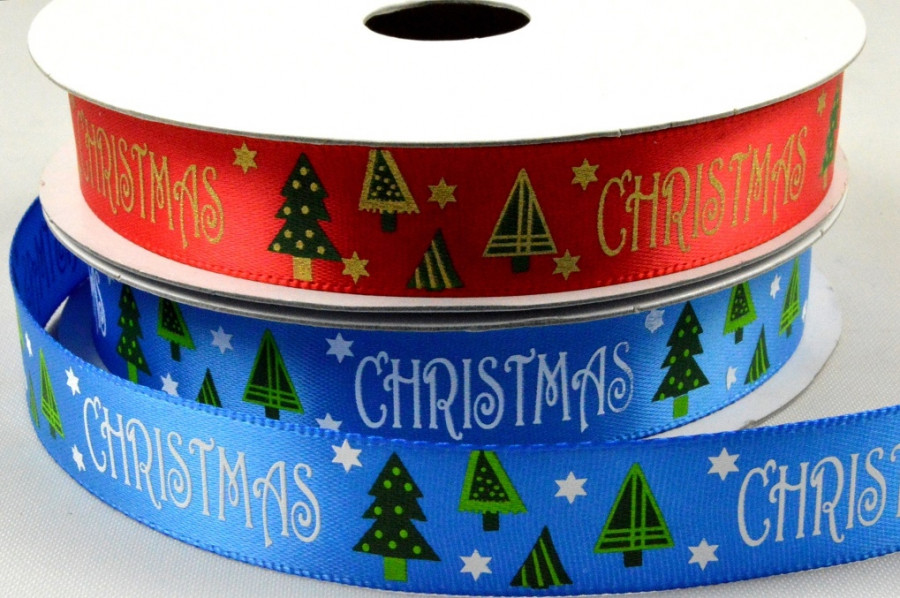 55093 - 16mm Christmas Satin Printed Ribbon x 10 Metre Rolls!