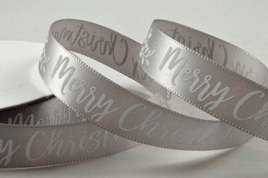 55104 - 15mm Merry Christmas Satin Printed Ribbon x 10 Metre Rolls!