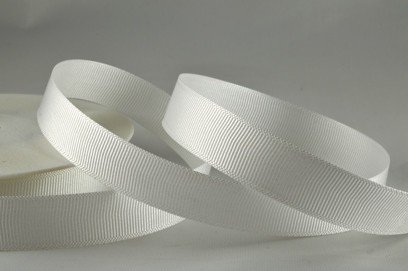 X278 - 16mm Bright White grosgrain ribbon x 25mts
