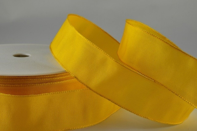 Y632 -  40mm Wired Decorative Florist Ribbon (25 Metres)-40mm-14 Deep Yellow