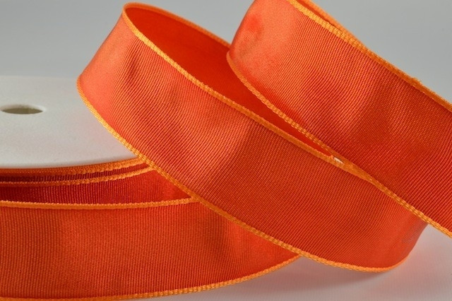 Y628 -  40mm Wired Decorative Florist Ribbon (25 Metres)-40mm-28 Deep Orange