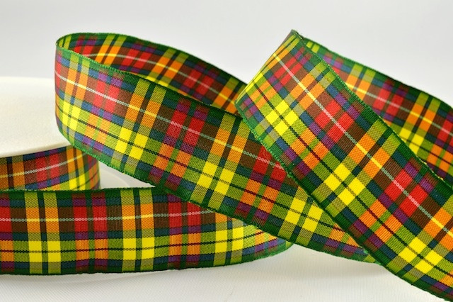 Y774 -38mm Tartan Ribbon-38mm-419 Yellow & Red-10 Metres