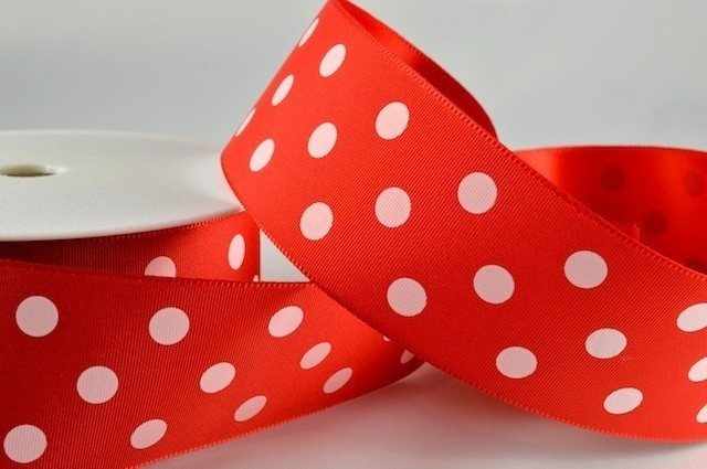 54204 - 38mm Red Polka Dot Ribbon (20 Metres)