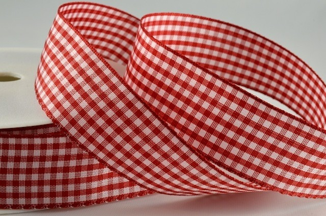 54102 - 10mm Red Gingham Ribbon x 25 Metre Rolls!
