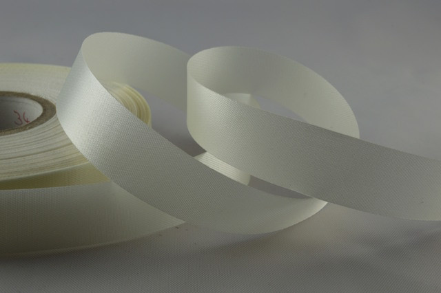 Y599 -  150mm ( Appx 6")  Bright White Cut edge Single Sided firm finish Polyester satin x 25 Metres