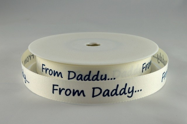 X303- 54556 - 16mm From Daddy Printed Ribbon (20 Metres)-50 Blue