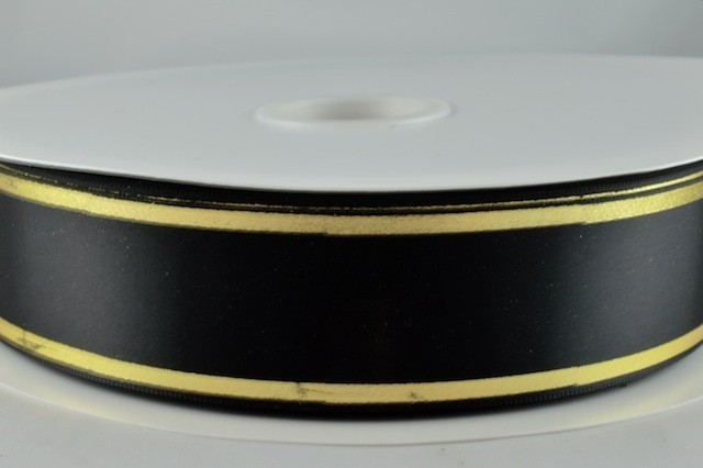 Y781- 25mm Rosette Tramline Ribbon (20 Metres)-25mm-Black