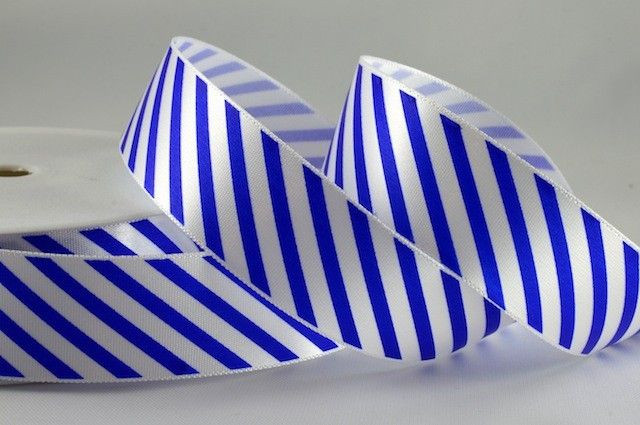 Y784 - 38mm Candy Stripe Ribbon (10 Metres) - Royal 75