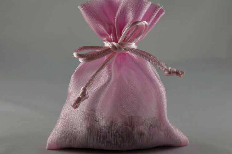Y788 - Pink Satin bags with Tassels  (6 Bags per Pack)
