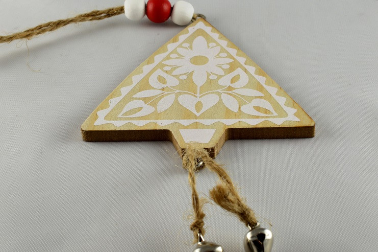 Y792 - Wooden Multi Coloured Tree with Loop (1 Piece)-9cm x 7.5cm-54 Beige & White-1 Piece