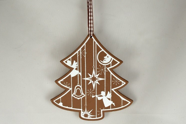 Y795 - Wooden Christmas Tree Decoration (1 Piece)-118mm x 105mm-57 Brown-1 Piece