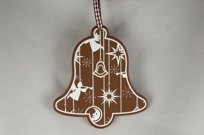 Y797 - Wooden Christmas Bell Decoration (1 Piece)-120mm x 110mm-57 Brown-1 Piece