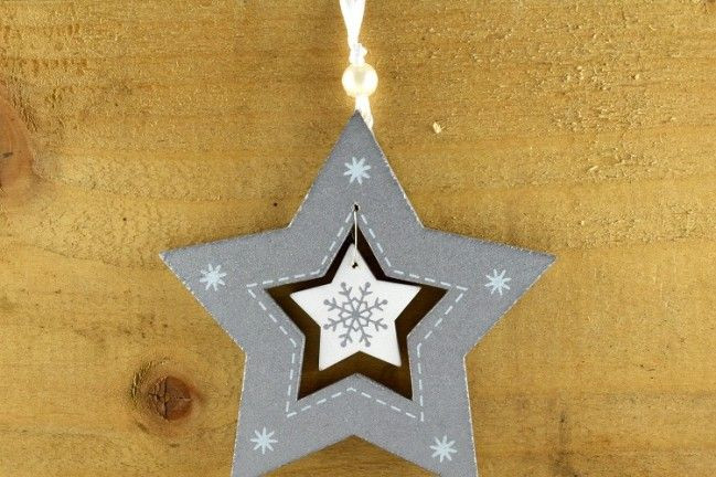 Y801 - Decorative Stars with Inner Rotating Star & Attached Loop (1 Piece)-9cm x 9cm-85 Silver-1 Piece
