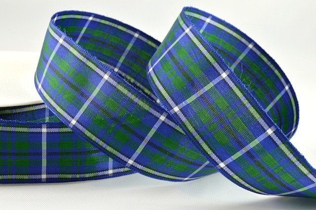 Y810 - 12mm-422 Green & Blue Tartan -25 Metres