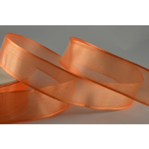 Y387 - 40mm Wired Sheer Ribbon-40mm-21 Pale Orange-25 Metres