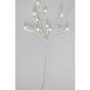 22021 - White V Crowned Pearl Pick. Measures - 13cm Height x 7cm Width