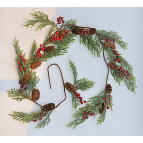 22023 - Christmas Pine Cones & Red Berries Garland.  Length  1.5mts apx