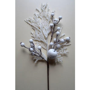 22069 - Frosted Winter branch and berries for a chilly wintery scene with a hint of sparkle. Height 460mm  ,   Width  220mm 
