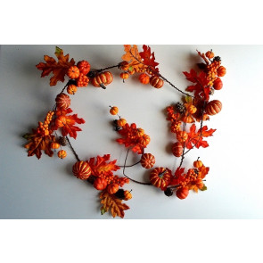 22073 - Autumn and Halloween Golden Orange leaves and fruits - a glorious garland display. Length Apx 1.5m
