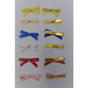 31164 - 7mm Double face satin Pre-tied Mini Bows available in various colours  ( A Fantastic price of £0.68 for 10 bows) 