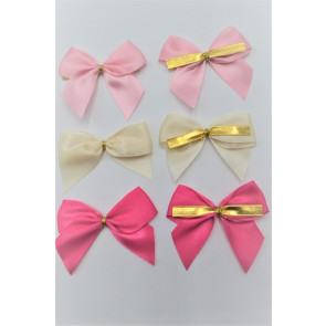 31168 - 25mm Double face satin Pre-tied Mini Bows available in various colours  (A fantastic price of £0.64 for 6 bows) 