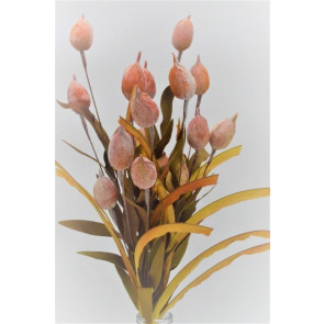 33023 - Golden floral display with soft textures of leaves and grasses.  Height  57cms ,  Width 24cms  (approx) 