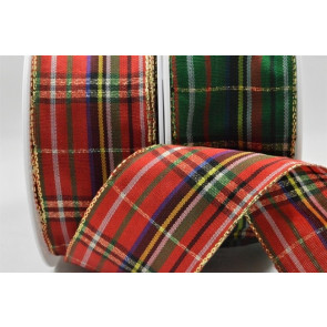 44545 - 40mm Wired Lurex Woven Tartan Ribbon (20 Metres)