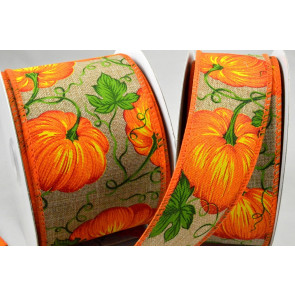 46035 - 38mm & 63mm Wired Pumpkin Ribbon x 10 Metre Rolls!