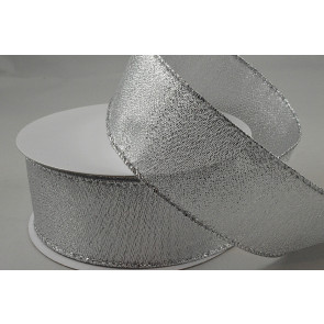 Y536 - 63mm Wired Lurex Ribbon x 10 Metre Rolls!-63mm-01 Silver
