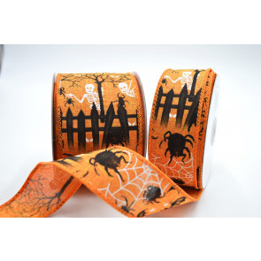 46049 - 38mm & 63mm Wired Halloween Ribbon x 10 Metre Rolls!