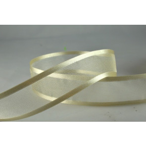 54420 - 10mm, 15mm, 25mm, 40mm & 70mm Satin Sheer Ribbon x 25 Metre Rolls - 50 Eggshell
