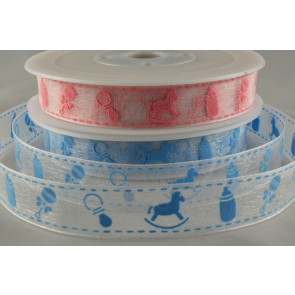 55004 - 15mm Sheer Baby Design Printed Ribbon (20 Metres)