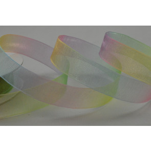 55079 - 15mm Light Rainbow Sheer Organza Ribbon x 10 Metre Rolls!