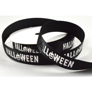 55083 - 15mm Black Halloween Printed Ribbon x 10 Metre Rolls! 