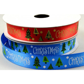 55093 - 16mm Christmas Satin Printed Ribbon x 10 Metre Rolls!
