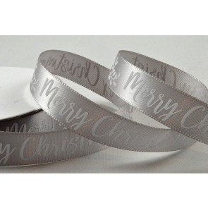 55104 - 15mm Merry Christmas Satin Printed Ribbon x 10 Metre Rolls!