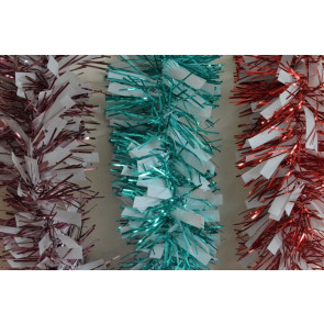 88134 - Coloured Tinsel with Hanging White Deco x 2 Metre Lengths!