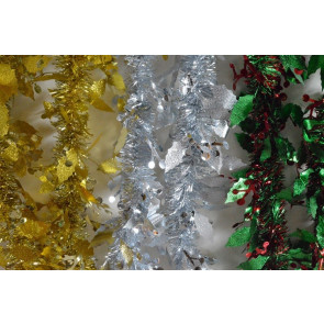 88136 - Christmas Holly Leaf & Mistletoe Tinsel x 2 Metre Lengths!