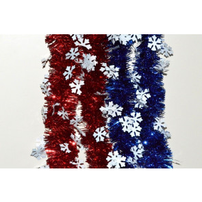 88139 - Coloured Tinsel with Hanging White Snowflakes x 2 Metre Lengths!