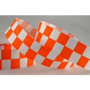 X322 - 25mm Printed Block Ribbon (20 Metres)-25mm-26 Orange
