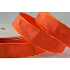 Y628 -  40mm Wired Decorative Florist Ribbon (25 Metres)-40mm-28 Deep Orange