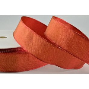 Y630 - 25mm Wired Decorative Florist Ribbon (25 Metres)-25mm-29 Orange Red