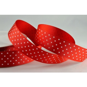 53759 - 22mm Red Spotted Grosgrain Ribbon (20 Metres)
