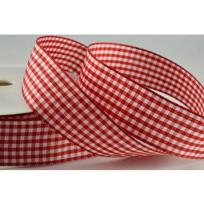 54102 - 5mm Red Gingham Ribbon x 25 Metre Rolls!