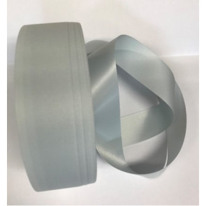 Y554 -  25mm Grey Cut single sided Polyester satin x 50 Metres