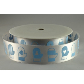 Y434-54592 - 25mm Printed Coloured Baking Gloves (20 Metres)-25mm-70 Light Blue