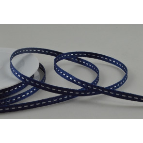 Y642-55045 - 5mm White Centre Stitched Grosgrain Ribbon x 20 Metre Rolls!-Blue